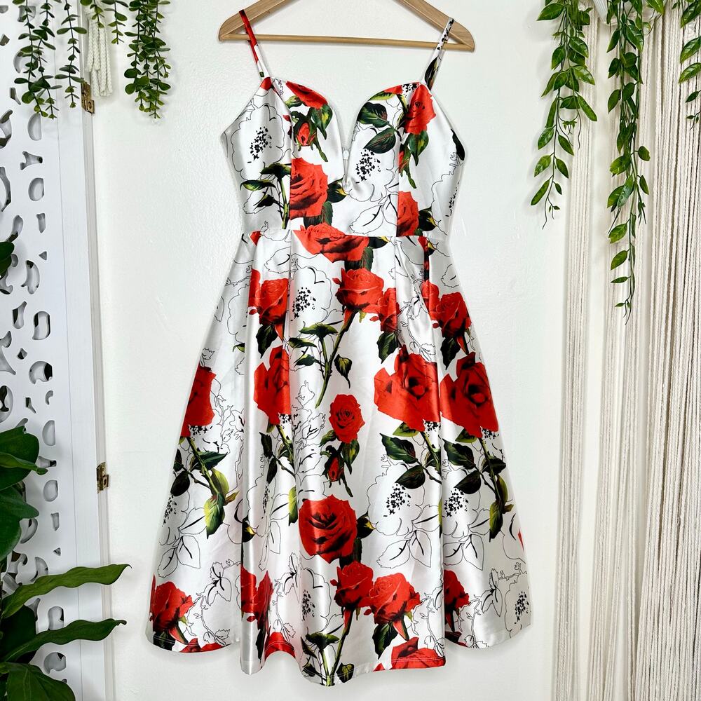 VA VA Voom Rose Formal Tea Party Wedding Bustier A line Bouffant Dress L